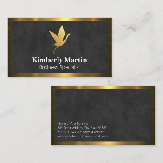 Carte De Visite Bordure métallique or | Arrière - plan de texture  (Devant / Derrière)