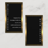 Carte De Visite Bordure métallique or | Arrière - plan noir (Devant / Derrière)