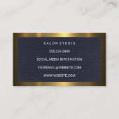 Carte De Visite Bordure métallique or | Texture en cuir bleu (Dos)