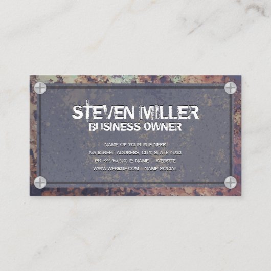 Carte De Visite Bordure métallique rustique | Arrière - plan Grung (Devant)