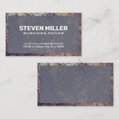 Carte De Visite Bordure métallique rustique | Vielle texture bleue (Devant / Derrière)