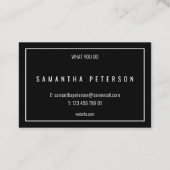 Carte De Visite Bordure mince blanche moderne noir clair (Dos)