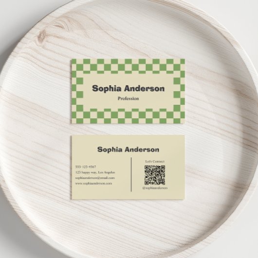 Carte De Visite Bordure minimale du tableau de bord vert - Code Qr