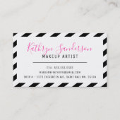 Carte De Visite BORDURE MINIMALE MODERNE simple rose noir blanc (Devant)