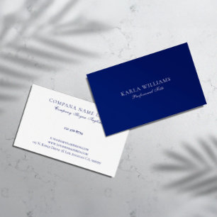 Carte De Visite Bordure minimaliste bleu marine sur fond blanc