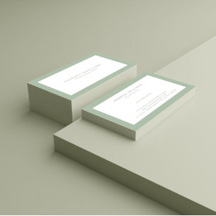 Carte De Visite Bordure minimaliste Vert Sage Sur Blanc