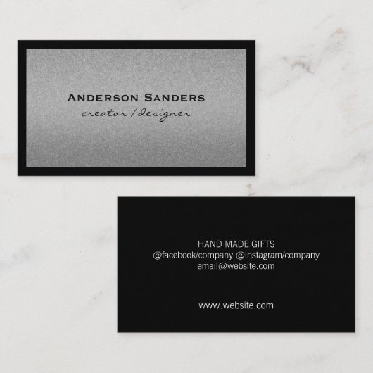 Carte De Visite Bordure moderne chic et noire (Devant / Derrière)