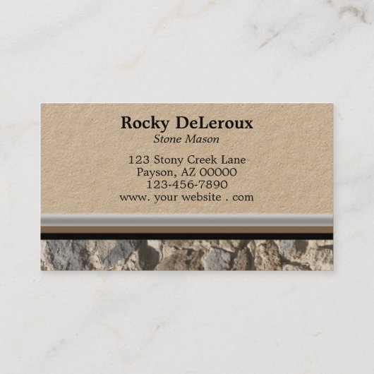 Carte De Visite Bordure murale en pierre professionnelle Code QR (Dos)