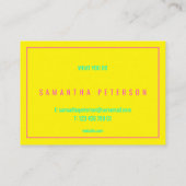 Carte De Visite Bordure néon rose fine, jaune (Dos)