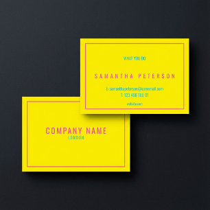 Carte De Visite Bordure néon rose fine, jaune