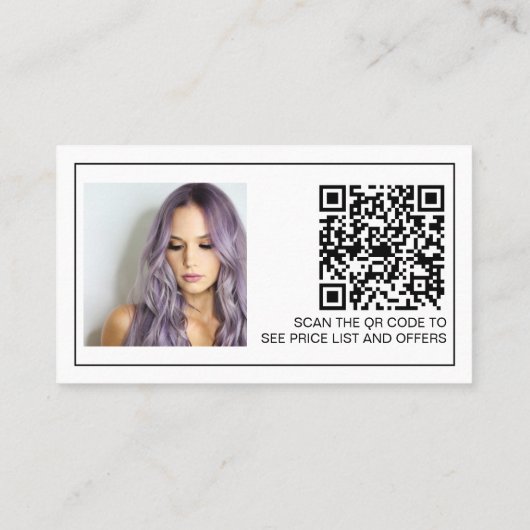 Carte De Visite Bordure noir blanc maquillage photo logo qr code (Dos)