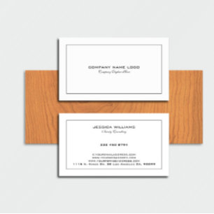 Carte De Visite Bordure Noir Tin Simple Et Moderne En Blanc