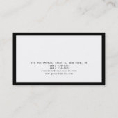Carte De Visite Bordure noire chic Blanc Professionnel Moderne Pla (Dos)