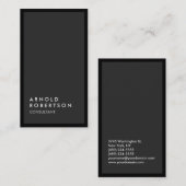 Carte De Visite Bordure noire gris vertical unique (Devant / Derrière)