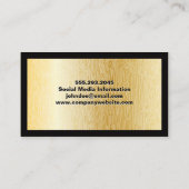 Carte De Visite Bordure noire | Lignes naturelles d'or (Dos)
