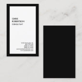 Carte De Visite Bordure noire spéciale exclusive Blanc moderne (Devant / Derrière)
