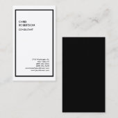 Carte De Visite Bordure noire spéciale exclusive Blanc moderne Uni (Devant / Derrière)