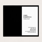 Carte De Visite Bordure noire spéciale exclusive Blanc moderne Uni (Extérieur déplié)