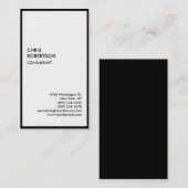 Carte De Visite Bordure noire spéciale exclusive Blanc moderne Uni (Devant / Derrière)