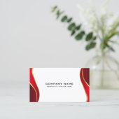Carte De Visite Bordure ondulée rouge et or sur blanc (Debout devant)