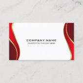 Carte De Visite Bordure ondulée rouge et or sur blanc (Devant)