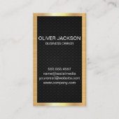 Carte De Visite Bordure or élégante | Maillage noir (Devant)