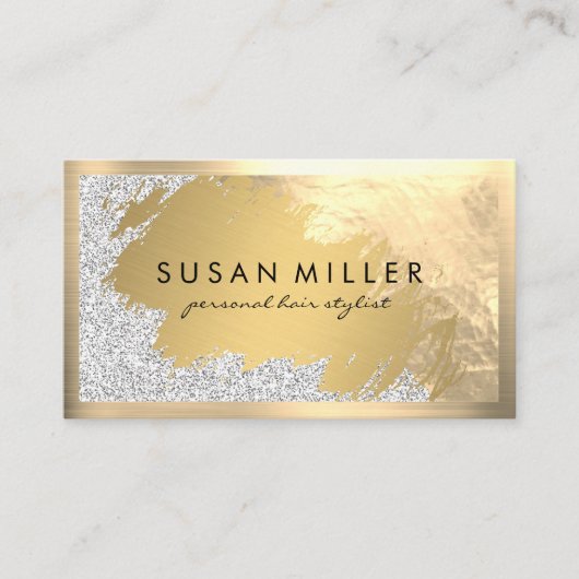 Carte De Visite Bordure or en cuir brossé or (Devant)