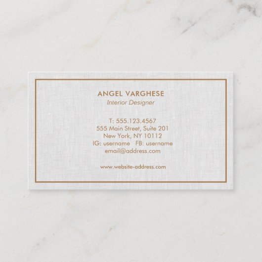 Carte De Visite Bordure or Lin gris clair professionnel (Dos)