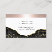 Carte De Visite Bordure or rose Marbre noir et or moderne (Dos)