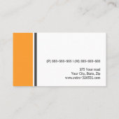 Carte De Visite Bordure orange gris moderne blanc (Dos)