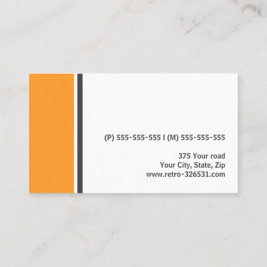 Carte De Visite Bordure orange gris moderne blanc (Dos)