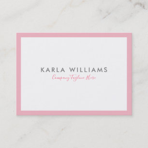 Carte De Visite Bordure Rose Minimaliste Sur Fond Blanc