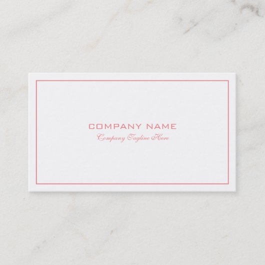 Carte De Visite Bordure rose Tin Simple Et Moderne En Blanc (Devant)
