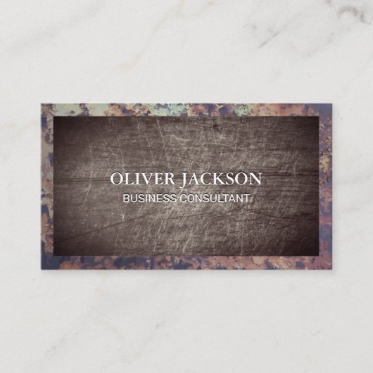 Carte De Visite Bordure rouillée | Grungy Grungy Metal (Devant)