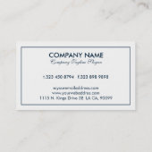 Carte De Visite Bordure simple, moderne et réversible, bleu foncé (Dos)