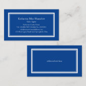 Carte De Visite Bordure simple professionnelle bleue et blanche (Devant / Derrière)