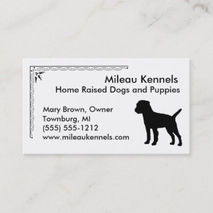 Carte De Visite Bordure Terrier Silhouette Noir et blanc Animal de