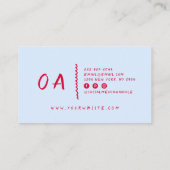 Carte De Visite Bordure unique Boho rouge bleu rétro (Dos)