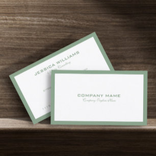 Carte De Visite Bordure Verte De Sage Minimale Sur Blanc