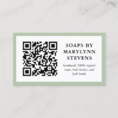 Carte De Visite Bordure verte Sage Code QR et insertion photo (Devant)