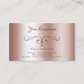 Carte De Visite Bordures d'angle orné de luxe Initiales Rose Or (Dos)
