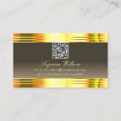 Carte De Visite Bordures d'or Brown beige avec code QR (Dos)