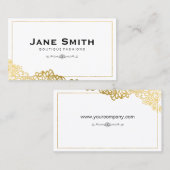 Carte De Visite Bordures d'or Élégant floral (Devant / Derrière)