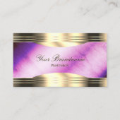 Carte De Visite Bordures dorées violettes vibreuses en marbre avec (Devant)