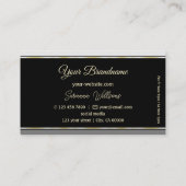 Carte De Visite Bordures gris élégant sur noir professionnel moder (Dos)