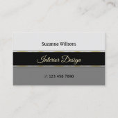 Carte De Visite Bordures grises élégantes sur noir avec photo mode (Devant)