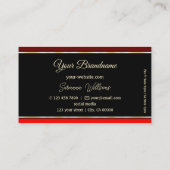 Carte De Visite Bordures marron et rouge sur Black Professional (Dos)