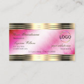 Carte De Visite Bordures or en marbre rose élégant et élégance du (Dos)