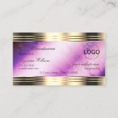 Carte De Visite Bordures or violet vibrant et logo luxueux (Dos)