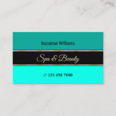 Carte De Visite Bordures Turquoises élégantes sur Black Profession (Devant)